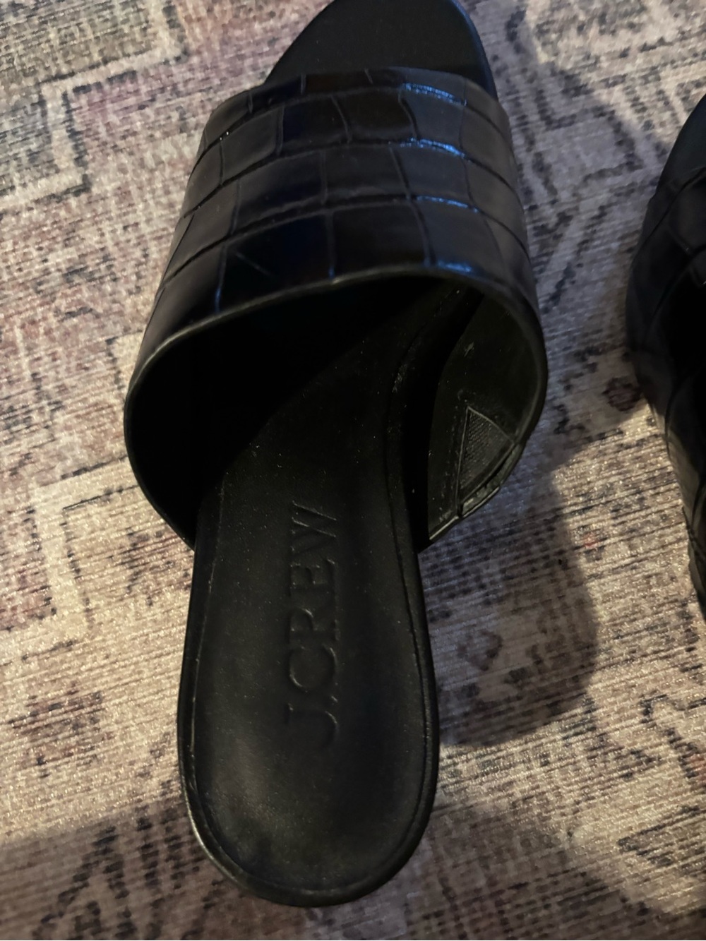 J. Crew Black Croc-Embossed size 6 Slide Mules - Picture 4 of 6